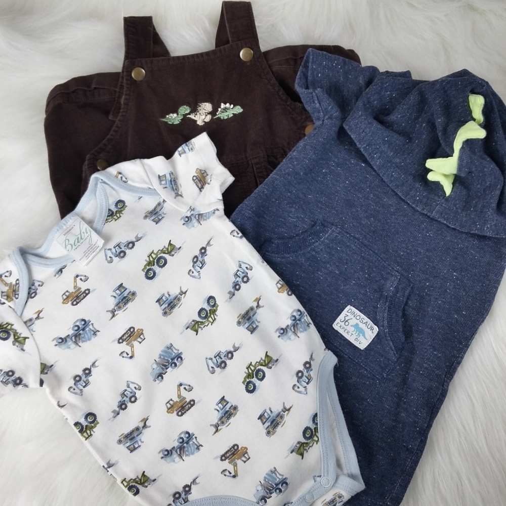 Infant Onesie Romper Overalls 3 Piece Bundle 9 Mos